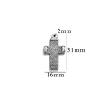Silver retro cross pendant in 31mm height and 16mm width with embossed dot texture - Style 25