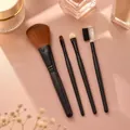 5-piece essential makeup brush set with black handles in a portable travel pouch - Full Black 5Pcs Set PVC Packaging / All Black