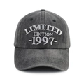 Charcoal grey washed cotton baseball cap with Limited Edition 1997 white embroidery - Adjustable / 1997 Style (Carbon Grey)
