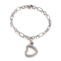 Pulsera vintage de cadena gruesa de acero inoxidable con colgante de corazón texturizado - Color Acero