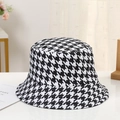 Cappello a secchiello classico con motivo pied-de-poule bianco e nero per il sole - Pied-de-poule Bianco e Nero