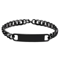 Elegantes schwarzes Edelstahl-Cuban-Kettenarmband mit einem blanken rechteckigen Namensschild - Ganz Schwarz