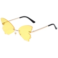 Fashionable rimless butterfly sunglasses with yellow gradient lenses and gold metal frame - Gold Frame Yellow Lenses