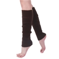 Deep brown ribbed knit leg warmers in a stylish over-the-knee length for women - One Size / Coffee