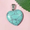 Pendentif cœur en turquoise naturelle de 20mm avec bélière argentée pour collier DIY - 23-Turquoise