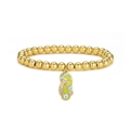 Detailed shot of 18K gold-plated beaded bracelet with green evil eye slipper charm - Green Evil Eye Slipper