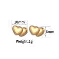 Golden heart stud earrings in minimalist overlapping design made of polished stainless steel - Gold Double Heart