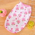 Detail van ademend hondenvest met perzikprint en roze bies op mesh materiaal - XS / Roze Perzik