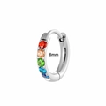 8mm zilveren roestvrijstalen oorring met zirkonia in regenboog kleurverloop - 8mm / Zilver regenboog