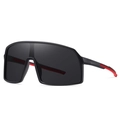 Matte schwarze TR90 Sportsonnenbrille mit grauen Gläsern und roten Rennstreifen - Schwarz roter Rahmen Schwarzgraues Glas