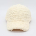 Plush off-white fleece baseball cap with soft texture and minimalist warm design - One Size / Creamy White