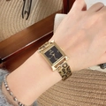 Chic women's gold H-shaped quartz watch featuring a leopard print strap and starry dial - Starry Black Dial H-Shape Leopard Style (25028 Leopard Black)