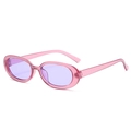 Retro oval sunglasses with translucent pink frame and vibrant purple tinted lenses - Transparent Purple Frame Purple Lens