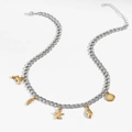 Collana in argento con ciondoli dorati a forma di stella marina e delfino - Collana Bicolore (SD1331)