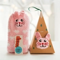 Pink coral fleece rabbit themed socks in a decorative gift box for Christmas - Adult (No Gift Box) / Pink Cat
