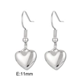 Minimalist silver heart earrings with a 11mm polished mirror finish on metal hooks - Heart Earrings (KE109496-Z)