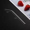 Silver curved 304 stainless steel drinking straw with 21cm total length on black background - Silver (Curved) 6*215mm