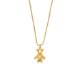 Minimalistische goldene 3D Bären-Halskette mit Box-Kette auf weißem Hintergrund - Bär