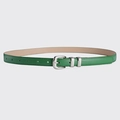 Cintura da donna in pelle verde alla moda con fibbia in metallo argento stile dopamina - Verde
