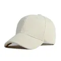Gorra de béisbol clásica de pana color crema con diseño estructurado de seis paneles - Ajustable / Blanco Roto