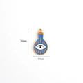 Blue enamel evil eye bottle charm in stainless steel with 20mm height and 10mm width - Evil Eye Potion Bottle