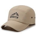 Gorra deportiva de color caqui de 5 paneles con secado rápido y bordado de montaña - Ajustable / Caqui