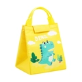 Yellow insulated lunch bag with cartoon dinosaur print and sturdy canvas handles - Yellow Cute Dinosaur
