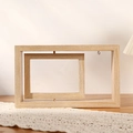 Cadre photo rotatif en bois naturel clair avec un petit détail de crochet en métal - Grain de Bois Horizontal-7 Pouces Avec Lumière
