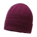 Bonnet en maille épaisse violet foncé pour l'hiver, accessoire chaud et moderne - Taille unique / Bordeaux