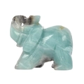 Mini-Elefantenfigur aus blaugrünem Naturstein mit einzigartiger Mineralmaserung - Amazonit
