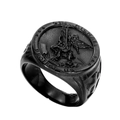Anillo de sello de San Miguel en acero inoxidable negro con grabado punk religioso - US 7 / Negro