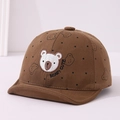 Detail of baby bear baseball cap with brown polka dots and cute bear face embroidery - 48cm (6M-2Y) / Brown