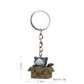 3D cartoon grey cat in brown cardboard box plastic keychain with metal ring - Keychain / Take Me Away Gray Cat