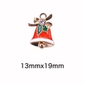 Christmas bell pendant with red and green enamel finish and crystal rhinestone detail - 67# Bell