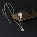 Zilveren ketting met slot hanger met studs en zware Cubaanse schakels in punk stijl - Zilver