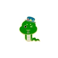 Cartoon green snake enamel pin with blue hat and gold trim for New Year gifts - Blue Hat Snake