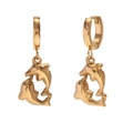 Polished 18K gold-plated stainless steel dolphin drop earrings for women in gold finish - Gold Dolphin
