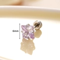 6mm pink square zirconia stud earring in titanium steel setting on reflective surface - Blue Purple (A189-5#) / Single Piece