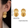 Golden vintage texture round earrings featuring dual discs with brushed brass finish - Double Round Disc Style (E0895)