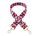 Adjustable colorful printed wide shoulder strap with golden metal swivel hooks for handbags - Style 115 + Gold Buckle