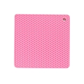 Pink square silicone placemat with honeycomb texture and hanging hole for kitchen - Pink