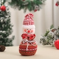 Sac cadeau de Noël bonhomme de neige tricoté avec motifs de flocons rouge et vert - Sac Bonhomme de Neige Tricoté