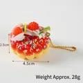 Realistic strawberry donut charm with colorful sprinkles and gold chain, 4.5cm diameter - Gold Bead Chain / Red