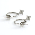Silver stainless steel hoop earrings with four-pointed star pendants and rhinestones - Steel