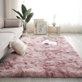 Soft pink plush rectangular rug in a bright Nordic minimalist living room setting - Tie-dye Pinkish-purple (upgraded Version Thicker And Denser) / Custom Size (Contact Service)