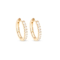 Luxurious 14K gold-plated hoop earrings with micro-pave white zircon stones for women - Pave Zirconia Round Hoop Gold (JQH0328-GG)