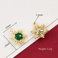 Golden snowflake charm with green crystal inlay for DIY jewelry making 15x19mm - 36# Gold Large Snowflake with Green Rhinestone