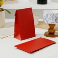 Mini red animal pattern paper gift bag in upright and flat folded standing view - Solid Red