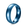 Classic 6mm stainless steel round wedding band ring in deep royal blue polished finish - US 6 / Blue