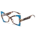 Montatura cat-eye a farfalla in acetato tartarugato marrone e blu brillante per donna - Regolare / Montatura Fantasia Lente Chiara